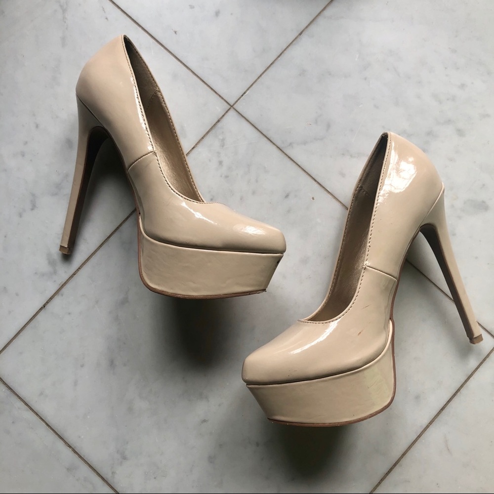 Charlotte Russe Patent Leather Cream Heels